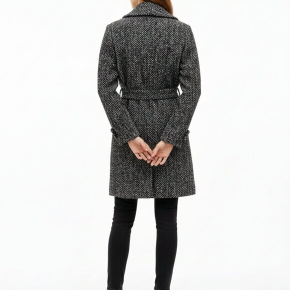 🧥 ZARA BASIC Long Check Belted Coat – Women Size (M) - Picture 3 of 7